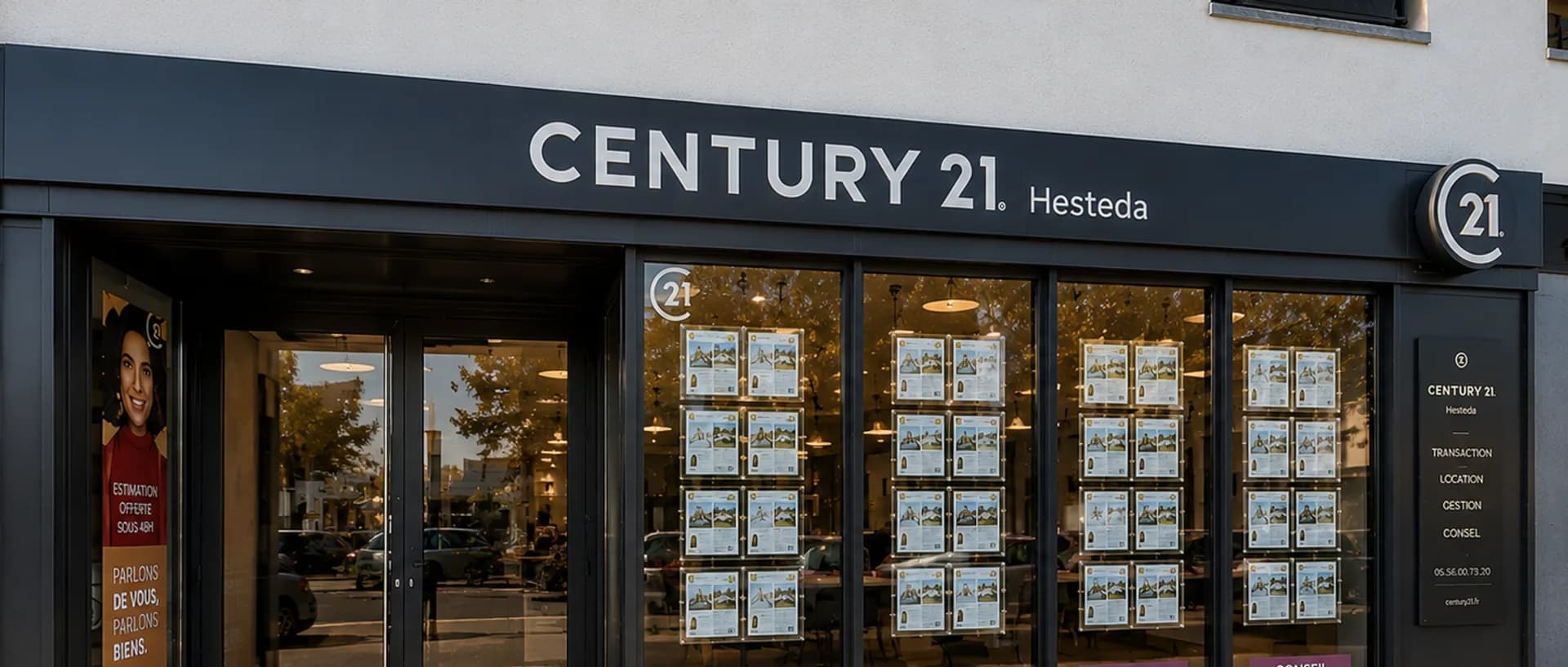 La devanture de l’agence CENTURY 21 Hesteda au Bouscat, 436 avenue de la Libération